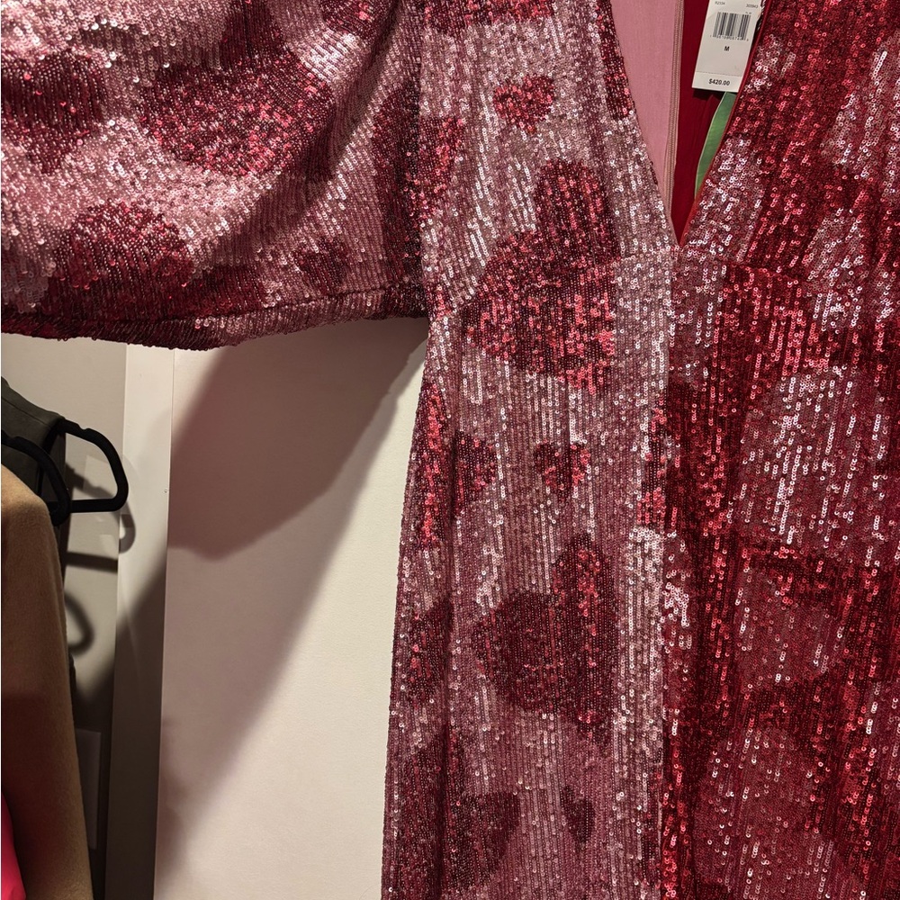 FARM Rio Pink and Red Sequin Heart Midi Dress - Picture 8 of 10